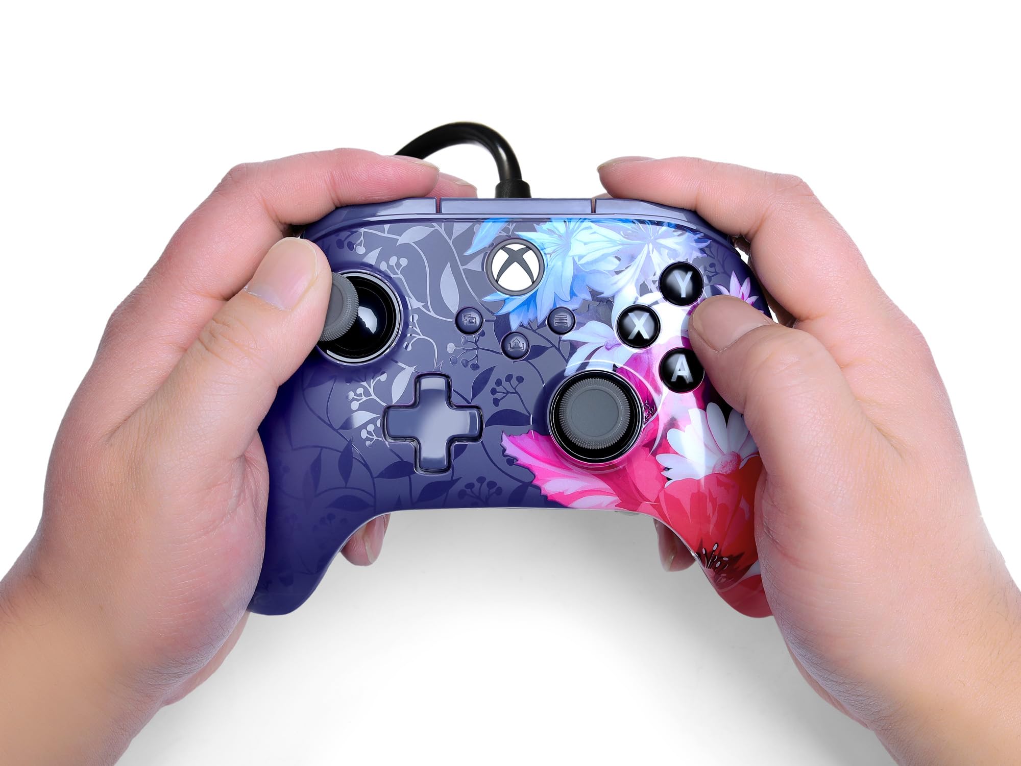 PowerA Advantage Plus Wired Gaming Controller for Xbox Series X/S, Xbox One, PC, Windows 10/11, Hall Effect Thumbsticks & Triggers, Night Blossom (Officially Licensed)(UNBOXED)